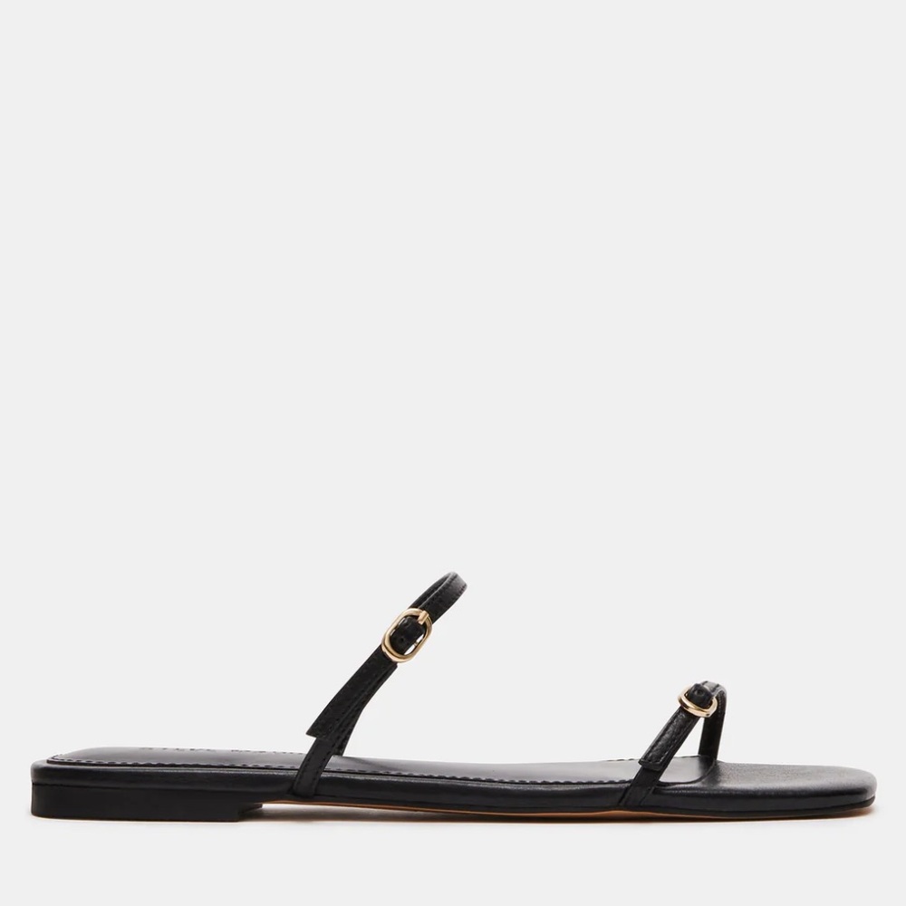 Steve Madden Black Strappy Flat Sandals - Picture 3 of 6